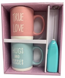 Geschenkset 3 teilig, 2 Tassen 360ml - 8x9,5cm +...