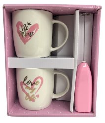 Geschenkset 3 teilig, 2 Tassen 360ml - 8x9,5cm +...