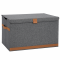 Storage Truhe,Holz/Karton verstärkt,  BOXXN SMILE®, 62x37,5x39cm, Leinen-Polyester, Farbe grau - 14469