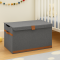 Storage Truhe,Holz/Karton verstärkt,  BOXXN SMILE®, 62x37,5x39cm, Leinen-Polyester, Farbe grau - 14469