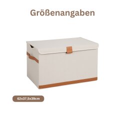 Storage Truhe,Holz/Karton verstärkt,  BOXXN SMILE®, 62x37,5x39cm, Leinen-Polyester, Farbe creme/nature TT14485