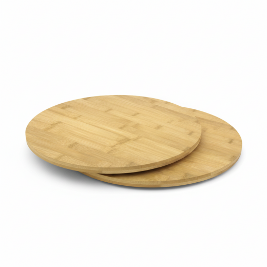 hausleben 2er Set Bambus Servierplatte-Kuchenplatte Rund Ø35 x 1,2 cm – TT12884