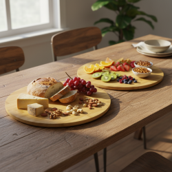 hausleben 2er Set Bambus Servierplatte-Kuchenplatte Rund Ø35 x 1,2 cm – TT12884