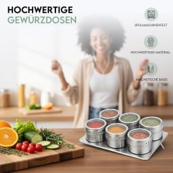 esmerina® - 6er Set Gewürzdosen Edelstahl Magnetisch (TT10914)