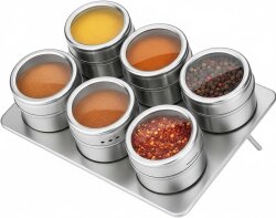 esmerina® - 6er Set Gewürzdosen Edelstahl Magnetisch (TT10914)
