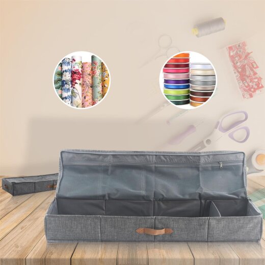Multi-Organizer,Kartonverstärkt,faltbar,BOXXN SMILE®, 90x30x12cm, Leinen, Polyester, Farbe grau