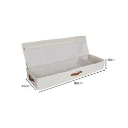 Storagebox-Unterbettbox,Kartonverstärkt,faltbar,BOXXN SMILE®, 90x45x18cm, Leinen, Polyester, Farbe creme/nature