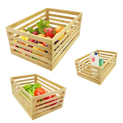 3er Set Kistenset Bambus, 34x21x14,36x24x15,38x26x16cm