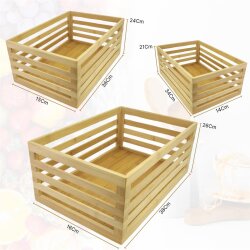 3er Set Kistenset Bambus, 34x21x14,36x24x15,38x26x16cm