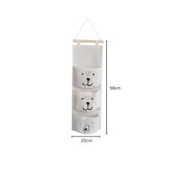 Storagebox-Hängeorganizer bedruckt mit 3 Taschen, faltbar, BOXXN SMILE®, 20x58cmcm, Cotton, Farbe creme/nature-14501
