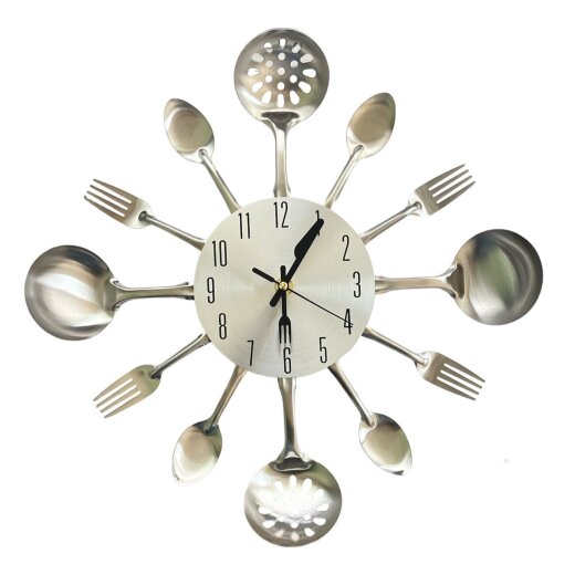 Wanduhr/Küchenuhr Besteck, Ø 35 cm x 4,5 cm , Edelstahl