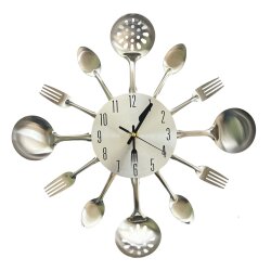 Wanduhr/Küchenuhr Besteck, Ø 35 cm x 4,5 cm ,...