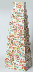 9er Set Geschenkboxen Weihnachten rechteckig, bunt