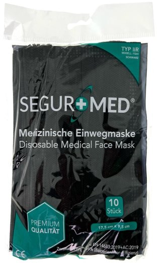 SegurMed® Typ 2 R medizinische Einwegmaske Schwarz 10 er Pack - Masterkarton 4.000 St.