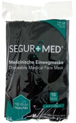 SegurMed® Typ 2 R medizinische Einwegmaske Schwarz 10...