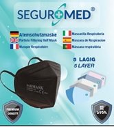 SegurMed® by PARMASK PS1001 FFP2 5 Lagige Atemschutzmaske - Einwegmaske schwarz