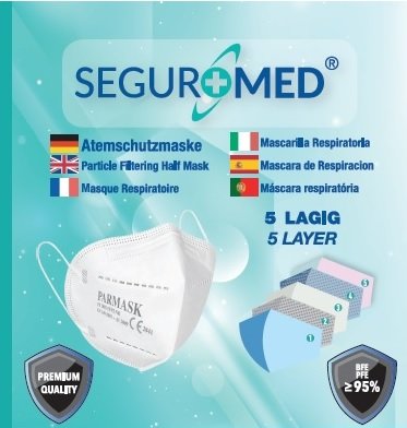 SegurMed® by PARMASK PS1001 FFP2 5 Lagige Atemschutzmaske - Einwegmaske weiß