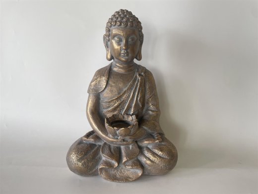 Sitzender Buddha mit Kerzenhalter, gold - 28,5x19x40 cm