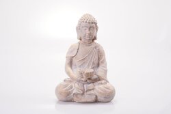Eleganter Sitzender Buddha mit Kerzenhalter in Creme -...