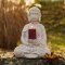 Eleganter Sitzender Buddha mit Kerzenhalter in Creme - 28,5x19x40 cm aus hochwertigem Magnesia