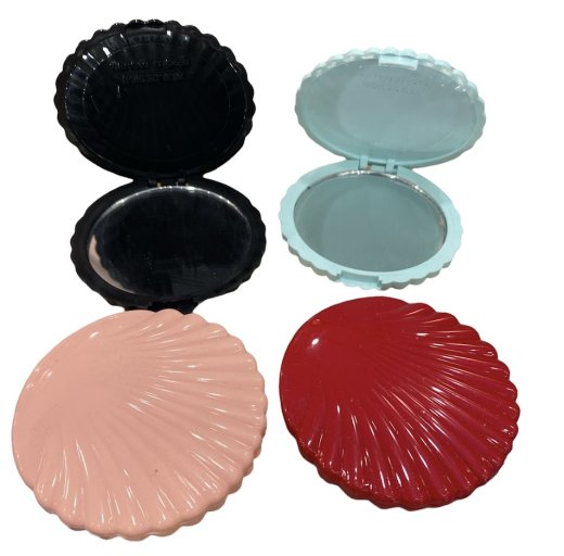 esmerina® Taschenspiegel Ø 7 cm,  4 Farben sortiert rot, türkis, schwarz, rosa