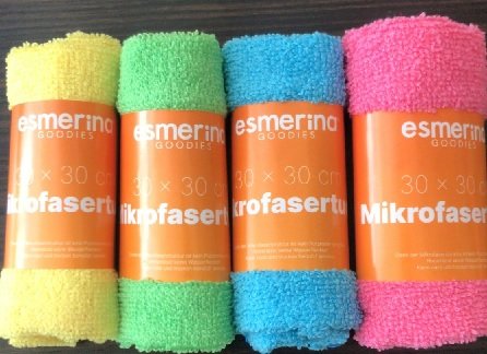 esmerina® Mikrofaser Putztuch 30x30 cm, 4 Farben sortiert pink, gelb, blau, grün
