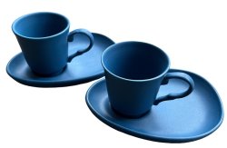 4er Set Espresso oval 100 ml blau matt (2 Tassen, 2...
