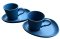 4er Set Espresso oval 100 ml blau matt (2 Tassen, 2 Untertassen)