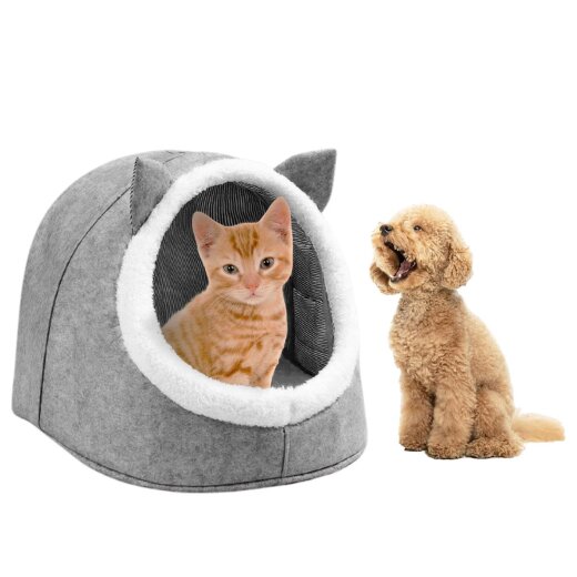Kleintier-Nest für Hunde und Katzen 32x40x35 cm Filz grau