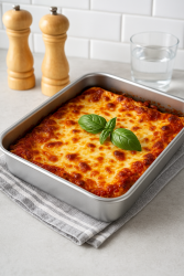 2er Set esmerina® Edelstahl Auflaufform/Backblech rechteckig, 26x20x5 cm, 31x24x5 cm