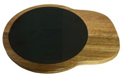 Servierbrett, 29x23 cm, Akazienholz mit Schiefereinsatz
