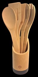 6 teiliges Utensilien-Set 30x6 cm Bambus