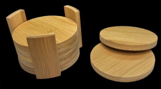 6er Set Untersetzer rund 11,5x11,5x5,8cm Bambus