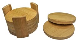 6er Set Untersetzer rund 11,5x11,5x5,8cm Bambus
