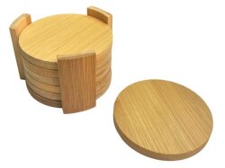 6er Set Untersetzer rund 11,5x11,5x5,8cm Bambus