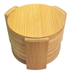 6er Set Untersetzer rund 11,5x11,5x5,8cm Bambus