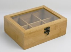 Teebox Aufbewahrungsbox, 21x16x7,5 cm, Bambus mit...