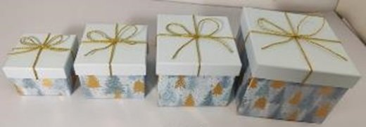 Premium Geschenkboxen Set 4-teilig mit Kordel-Schleife, Design: Golden Tree