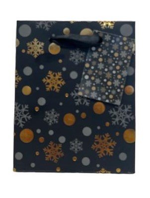 Premium Geschenktüte "Mini" foliert,12x6x19cm, Design Black Spot