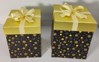 Premium Geschenkboxen Set 2-teilig, mit Schleife, Design: BlackSpot