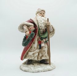 Weihnachtsmann mit Stab 15,5x13,5x24,5 cm, Polyresin