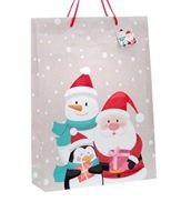 Papiertüte Winterfreunde, beige/rot/weiß 128...