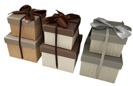 Geschenkbox 2 er Set mit Schleife, quadratisch, Luxury nature 3 farbig sortiert