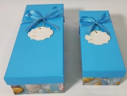S/2 Geschenkbox mit Schleife, rechteckig lang, Trendy Ostern