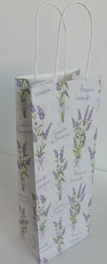 Flaschentüte Kraftpapier Geschenktüte, mit Papierkordelgriff             100 % recycelbar    Lavendel