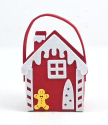 Filztasche Weihnachten,12x14x7cm, "Lebkuchenhaus" rot-weiß