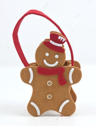 Filztasche Weihnachten,11,5x16x7cm, "Lebkuchen" rot-weiß-braun