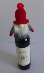 Flaschen-Dekoration Weihnachtsmann 15cm, Filz grau+Strick...