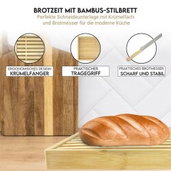 Brotschneidebrett Bambus mit Messer, 33,5x21,5x3,5 cm