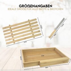Brotschneidebrett Bambus mit Messer, 33,5x21,5x3,5 cm